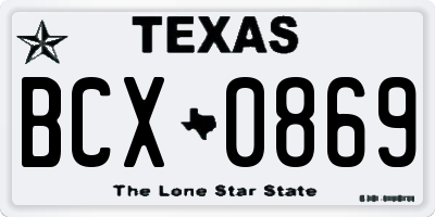 TX license plate BCX0869