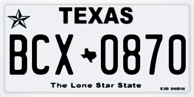 TX license plate BCX0870
