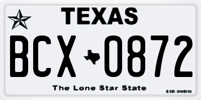 TX license plate BCX0872