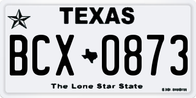 TX license plate BCX0873