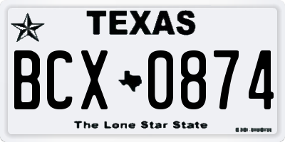 TX license plate BCX0874