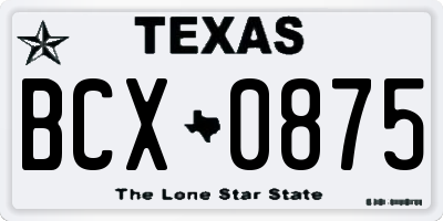 TX license plate BCX0875