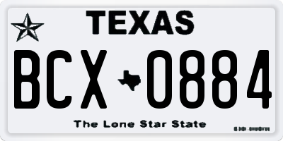 TX license plate BCX0884
