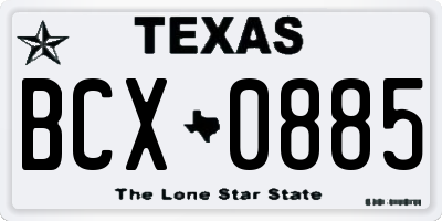 TX license plate BCX0885