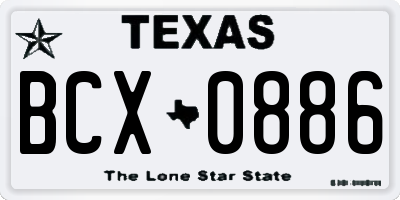 TX license plate BCX0886