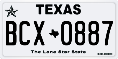 TX license plate BCX0887