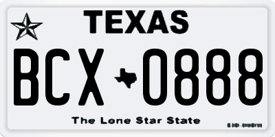TX license plate BCX0888