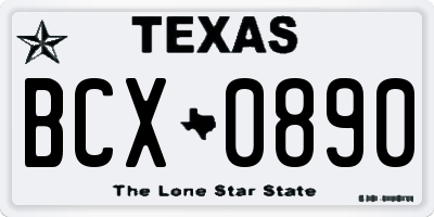 TX license plate BCX0890