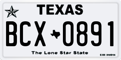 TX license plate BCX0891