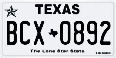 TX license plate BCX0892
