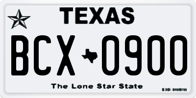 TX license plate BCX0900