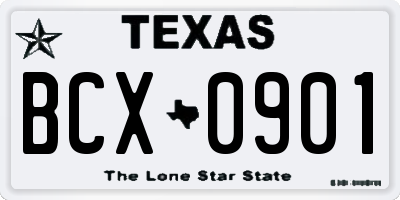 TX license plate BCX0901