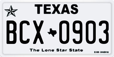 TX license plate BCX0903