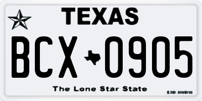 TX license plate BCX0905