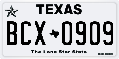 TX license plate BCX0909