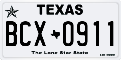 TX license plate BCX0911