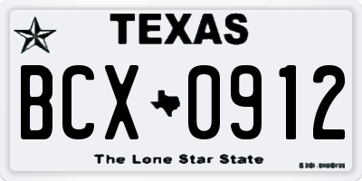 TX license plate BCX0912