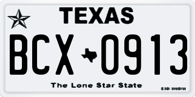TX license plate BCX0913