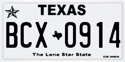 TX license plate BCX0914