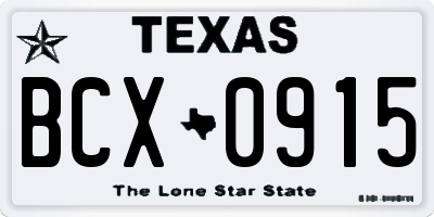 TX license plate BCX0915