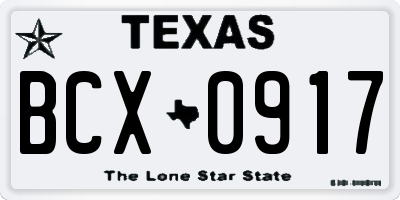 TX license plate BCX0917