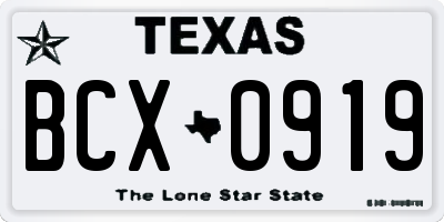 TX license plate BCX0919