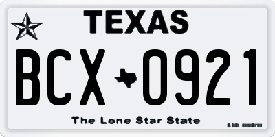 TX license plate BCX0921
