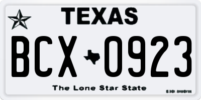 TX license plate BCX0923