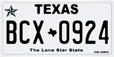 TX license plate BCX0924
