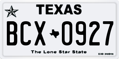 TX license plate BCX0927