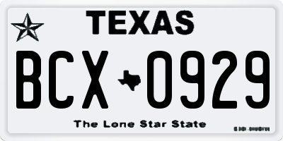 TX license plate BCX0929
