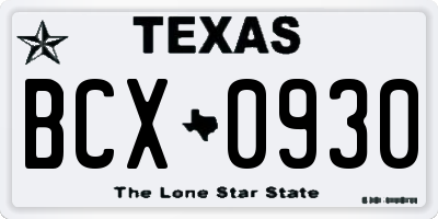 TX license plate BCX0930