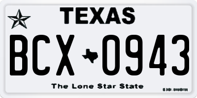 TX license plate BCX0943