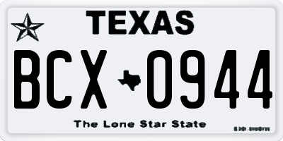 TX license plate BCX0944