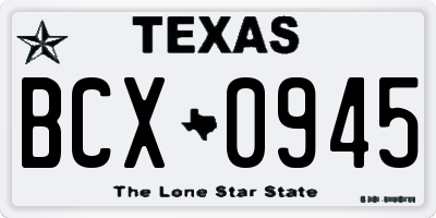 TX license plate BCX0945