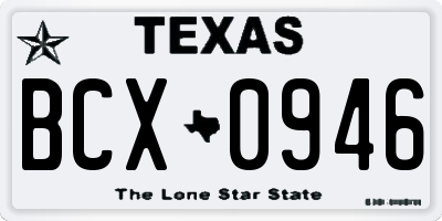 TX license plate BCX0946