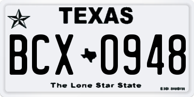 TX license plate BCX0948