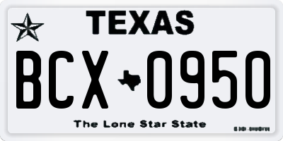 TX license plate BCX0950