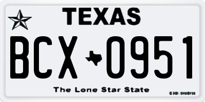 TX license plate BCX0951