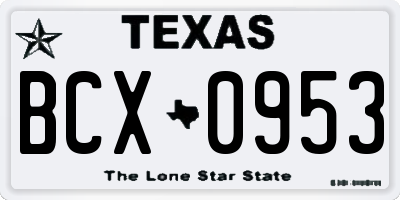 TX license plate BCX0953