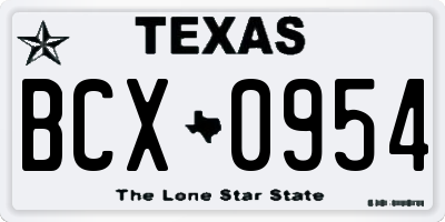 TX license plate BCX0954