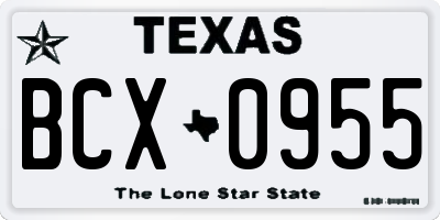 TX license plate BCX0955