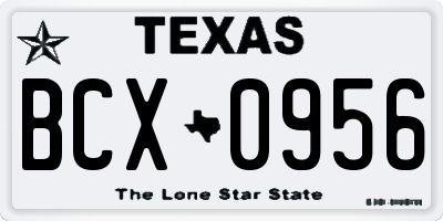 TX license plate BCX0956