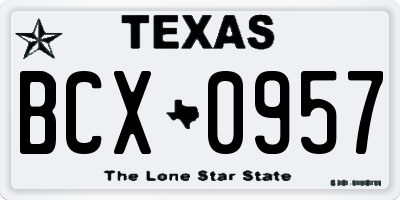 TX license plate BCX0957