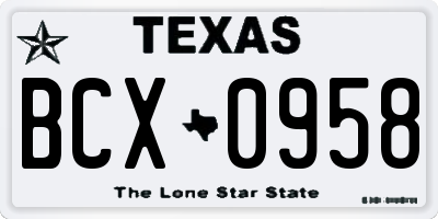 TX license plate BCX0958