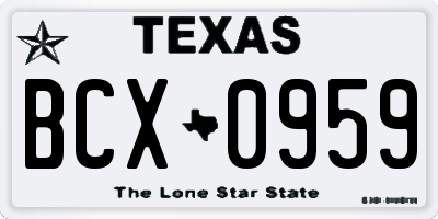 TX license plate BCX0959