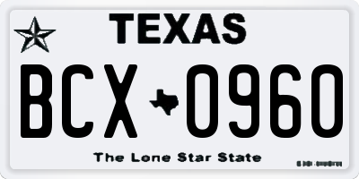 TX license plate BCX0960