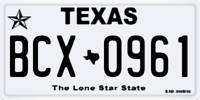 TX license plate BCX0961