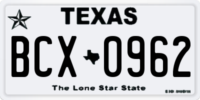 TX license plate BCX0962