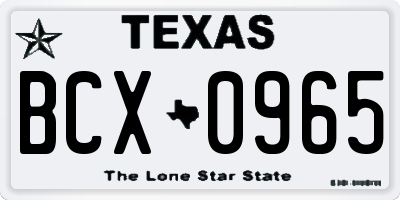 TX license plate BCX0965